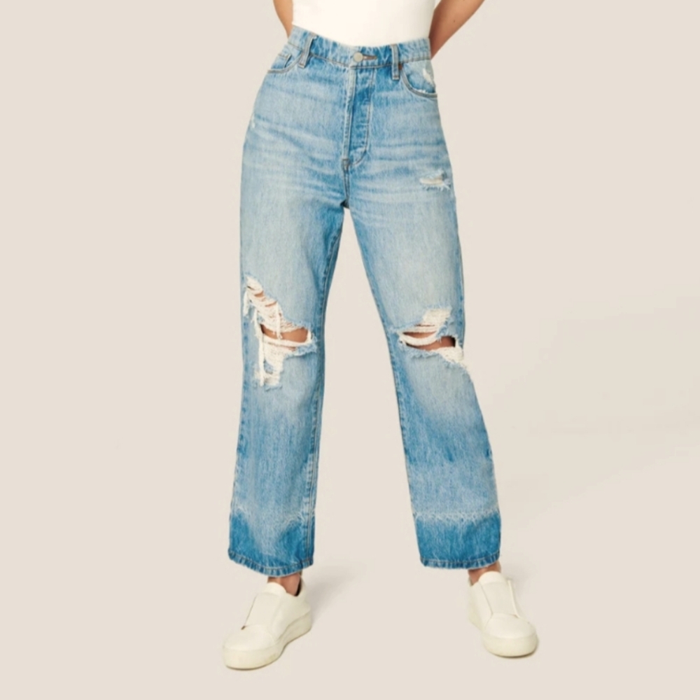 NWT RETRO 90s BLANK NYC JEANS HIGH WAIST DISTRESSED THE BAXTER WIDE LEG CROP